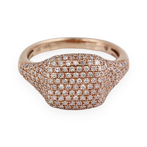 0.49ct Round Diamonds in 14K Gold Signet Ring