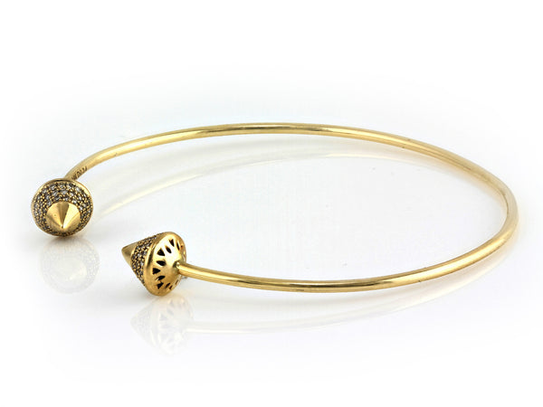 0.34ct Pavé Diamonds in 14K Yellow Gold Spike Cuff Bracelet