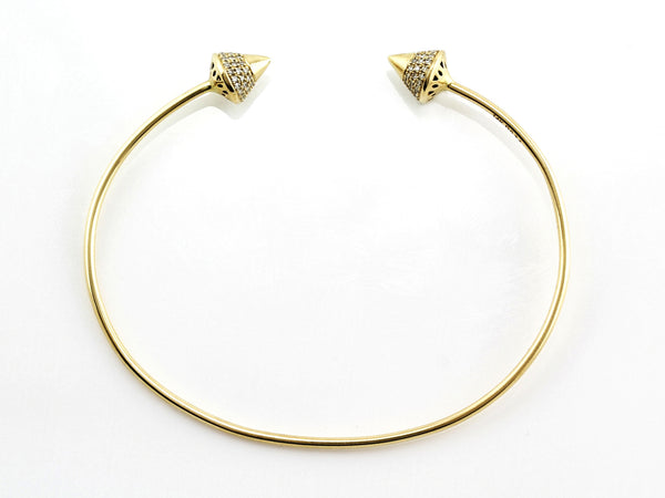 0.34ct Pavé Diamonds in 14K Yellow Gold Spike Cuff Bracelet