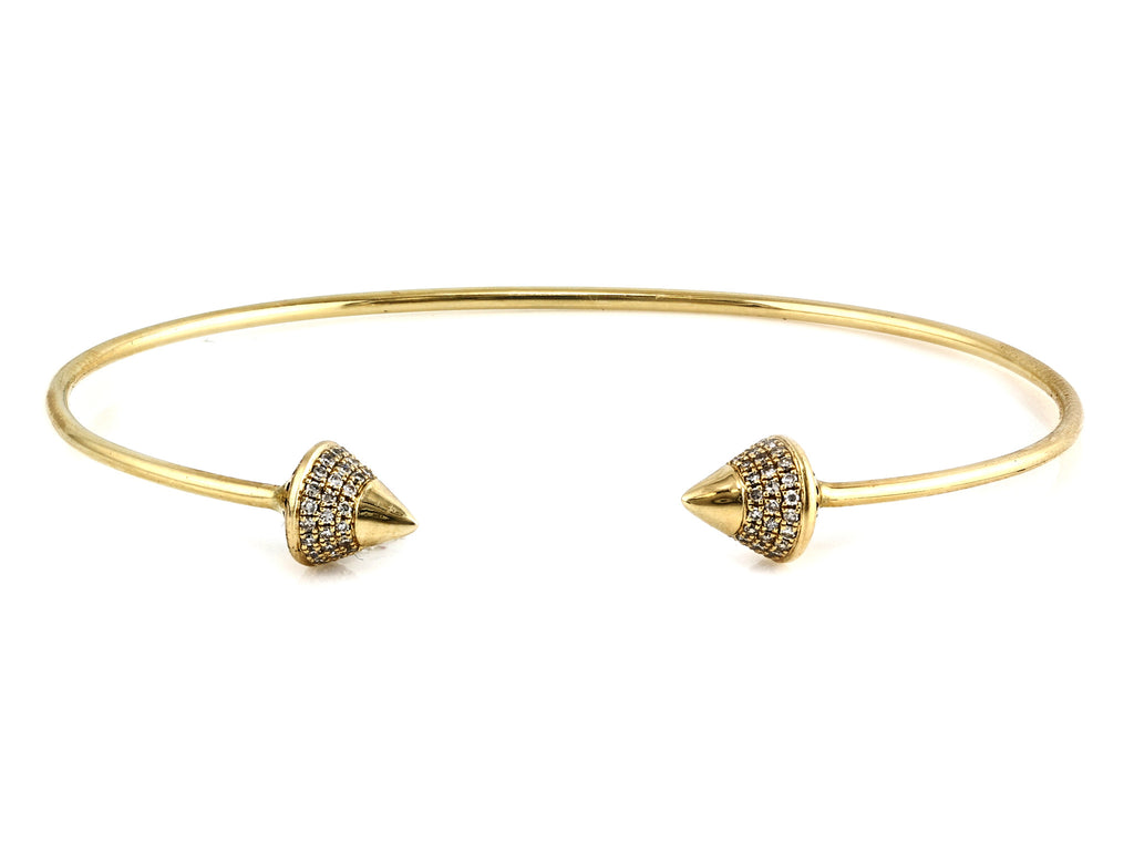 0.34ct Pavé Diamonds in 14K Yellow Gold Spike Cuff Bracelet