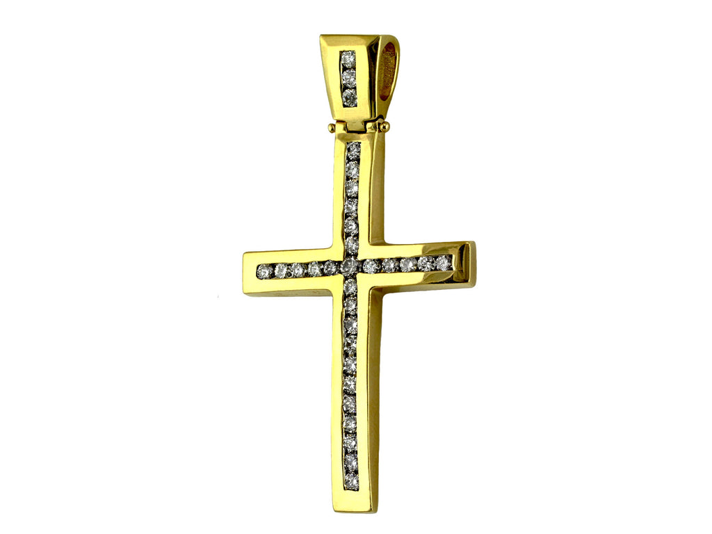 2.50ct Diamonds in 14K Yellow Gold Large Chunky Cross Pendant
