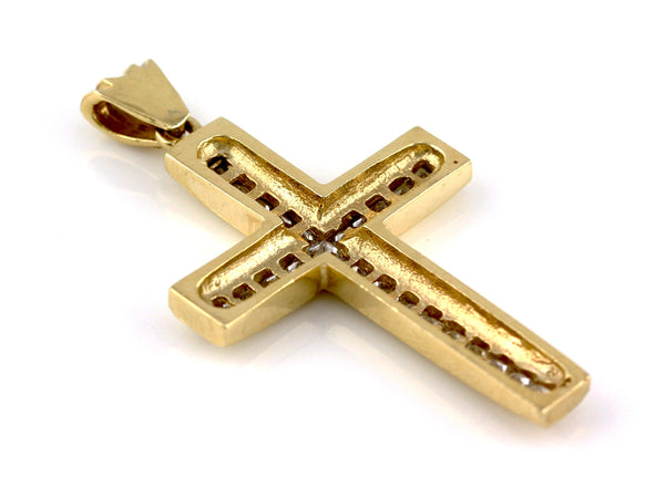 2.50ct Diamonds in 14K Yellow Gold Large Chunky Cross Pendant