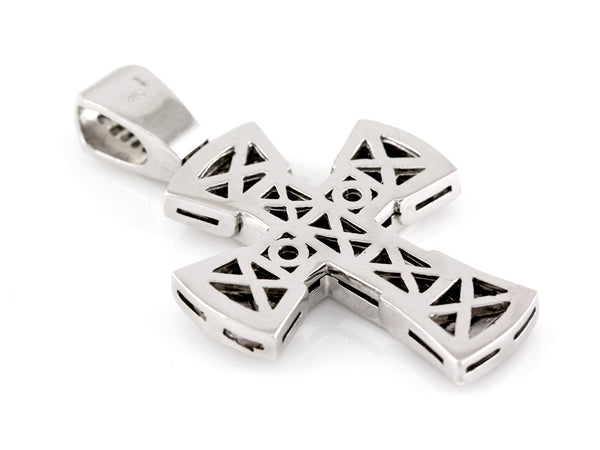 3.00ct Channel Round Diamonds in 14K White Gold Large Chunky Cross Pendant