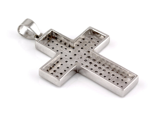 4.00ct Round Diamonds in 14K White Gold Large Chunky Cross Pendant