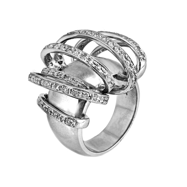 0.80ct Round Diamond in 14K White Gold Exotic Cluster Ring