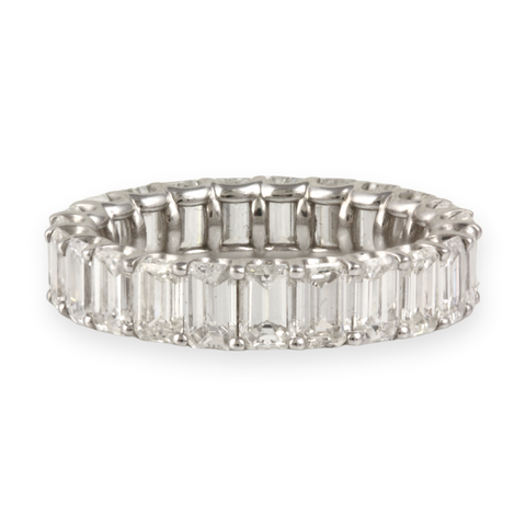 4.93tcw Emerald-Cut Floating Diamond 18K White Gold Eternity Band 6.75