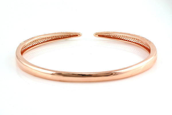 0.99ct Pavé Diamonds in 14K Gold Single Claw Bangle Cuff Bracelet - 6.5"