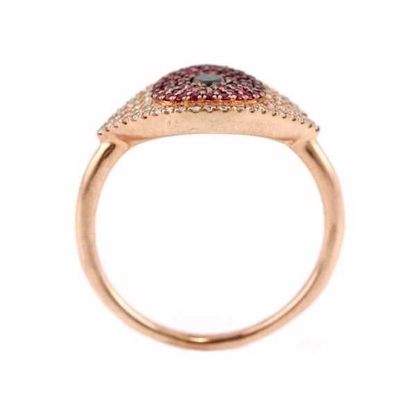 0.41tcw Pavé Diamonds & Ruby in 14K Rose Gold Evil Eye Statement Ring