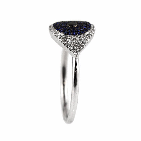 0.41tcw Pavé Diamond & Sapphire 14K White Gold Evil Eye Statement Ring
