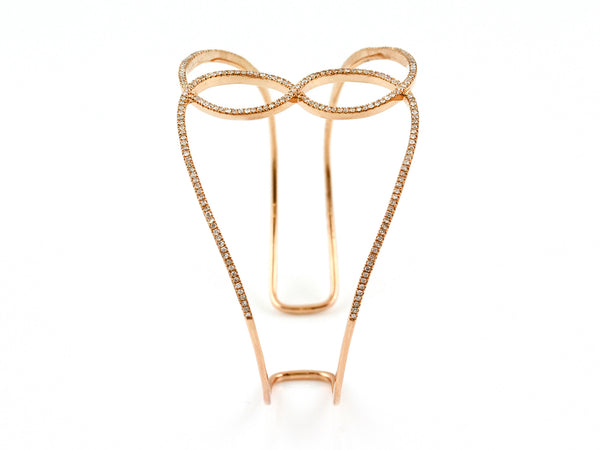 0.80ct Pavé Diamond in 14K Gold Infinity Cuff Bracelet 6.5"