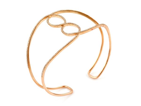 0.80ct Pavé Diamond in 14K Gold Infinity Cuff Bracelet 6.5"