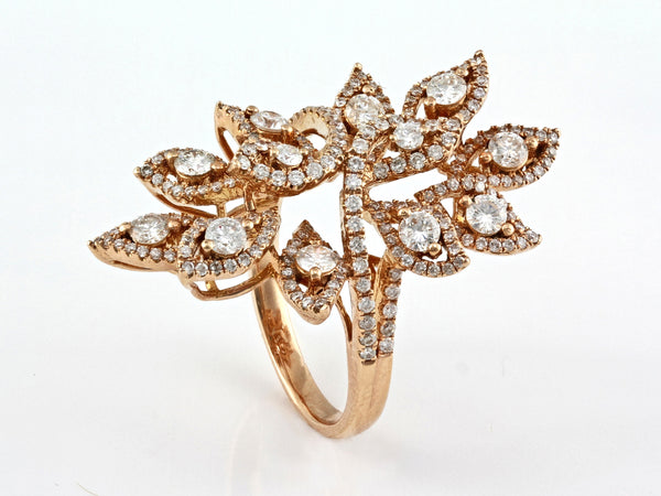 1.68ct Pavé Diamonds 14K Gold Olive Leaf Cocktail Ring