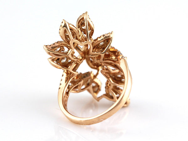 1.68ct Pavé Diamonds 14K Gold Olive Leaf Cocktail Ring