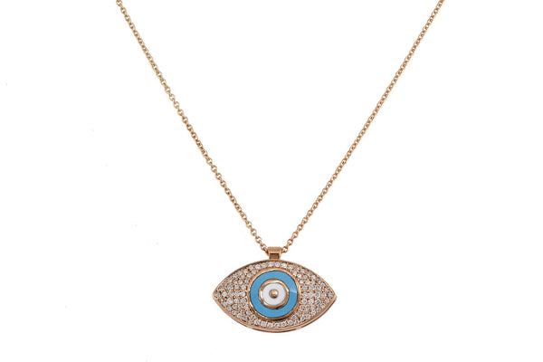 0.31ct Pavé Diamonds in 14K Gold Evil Eye Charm Pendant Necklace
