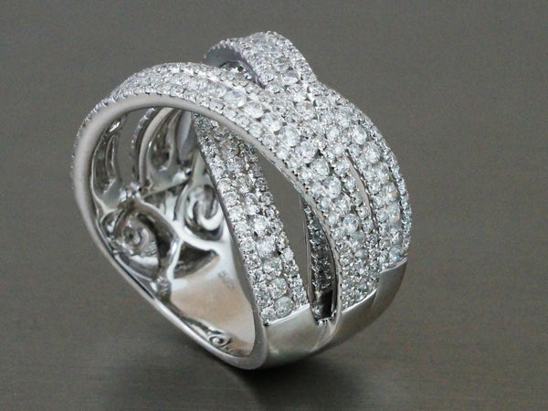 2.90ct Round Diamonds 14K White Gold Woven Cocktail Anniversary Ring