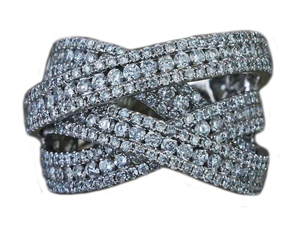 2.90ct Round Diamonds 14K White Gold Woven Cocktail Anniversary Ring
