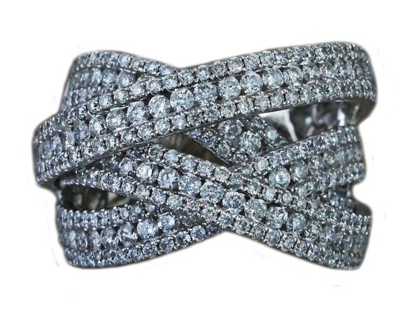2.90ct Round Diamonds 14K White Gold Woven Cocktail Anniversary Ring