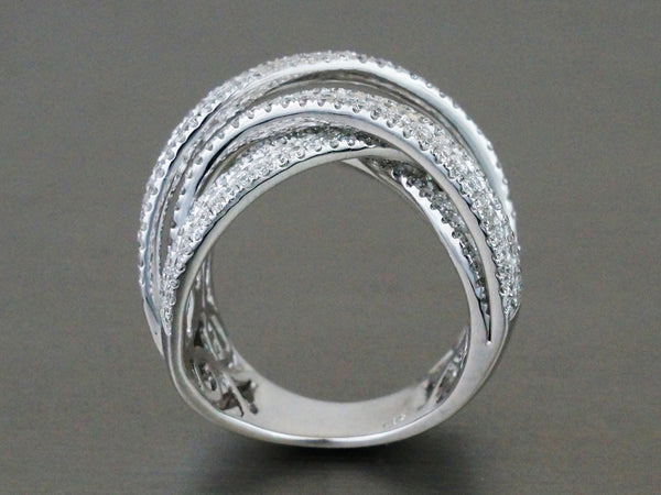 2.90ct Round Diamonds 14K White Gold Woven Cocktail Anniversary Ring
