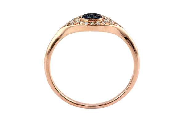 0.25ct Pavé Sapphire & Diamonds 14K Gold Evil Eye Statement Ring