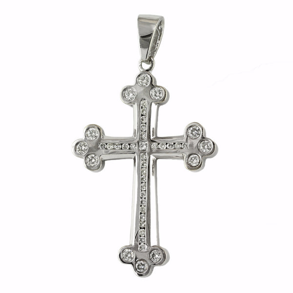 3.10ct Round Diamonds in 14K White Gold Large Cross Pendant