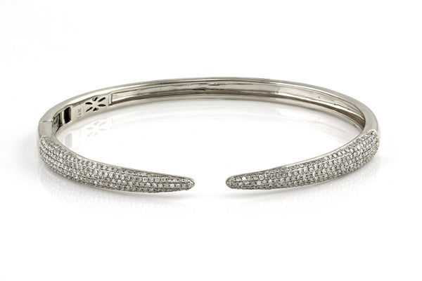 0.99ct Pavé Diamonds in 14K Gold Single Claw Bangle Cuff Bracelet - 6.5"