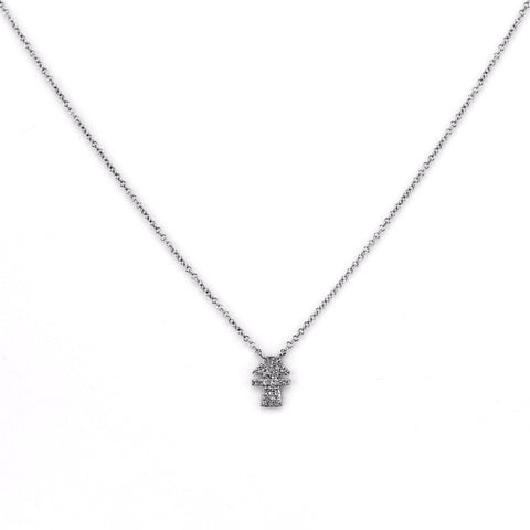 0.08ct Micro Pavé Round Diamonds in 14K Gold Cut-Out Girl Charm Necklace