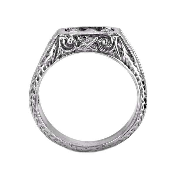 0.25ct Round Diamonds 18K White Gold Three Stone Victorian Wedding Ring