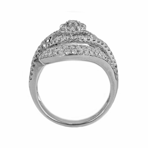 1.40ct Round Diamond in 14K White Gold Floral Anniversary Ring