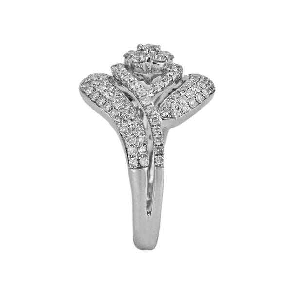 1.40ct Round Diamond in 14K White Gold Floral Anniversary Ring