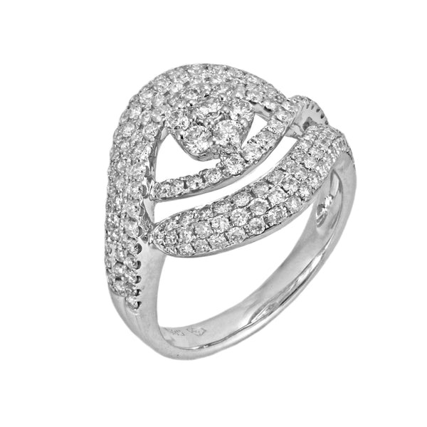 1.40ct Round Diamond in 14K White Gold Floral Anniversary Ring