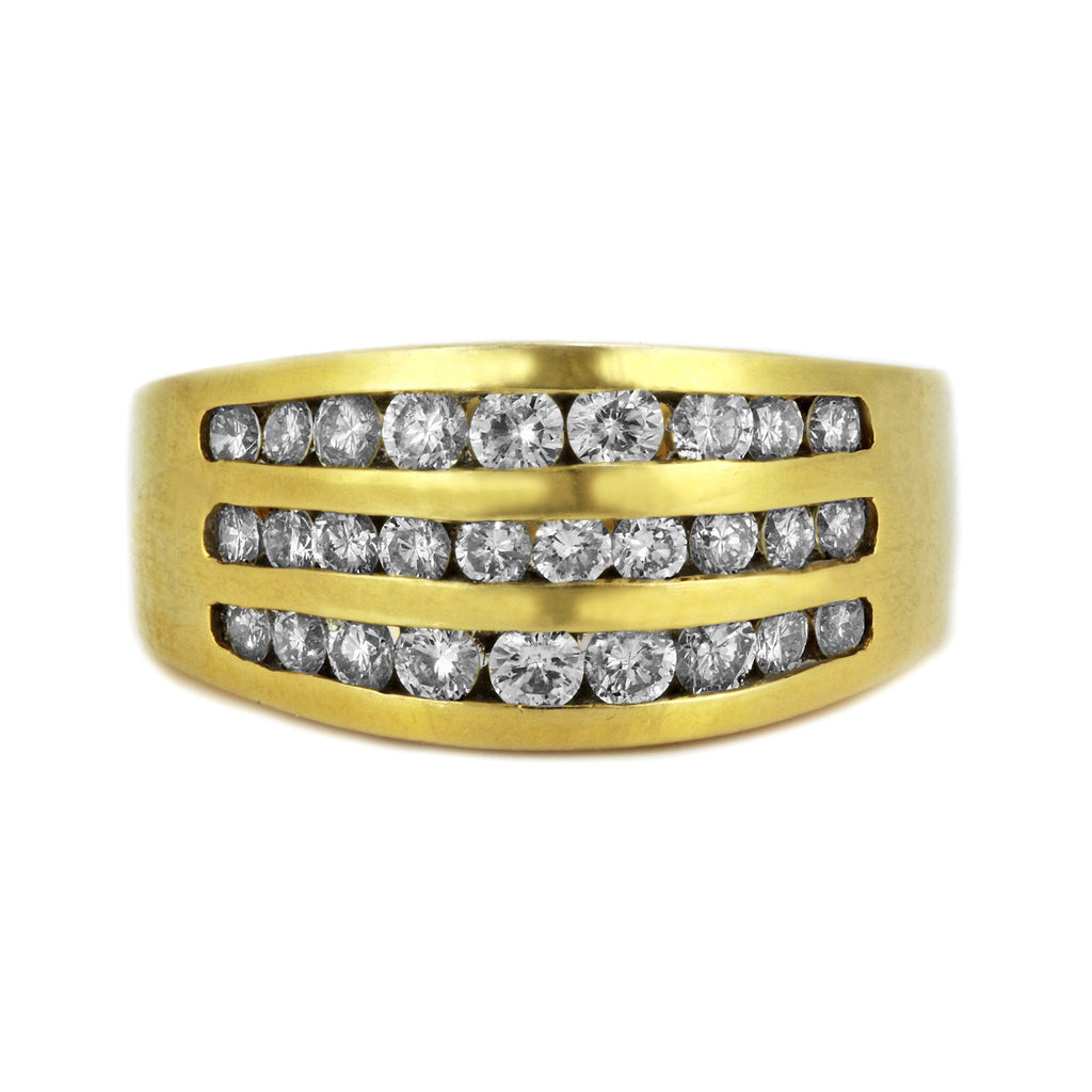 1.55ct Round Diamonds 14K Yellow Gold Domed Wedding Anniversary Ring