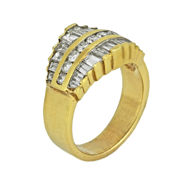 2.10ct Diamonds in 14K Yellow Gold Art Deco Anniversary Ring