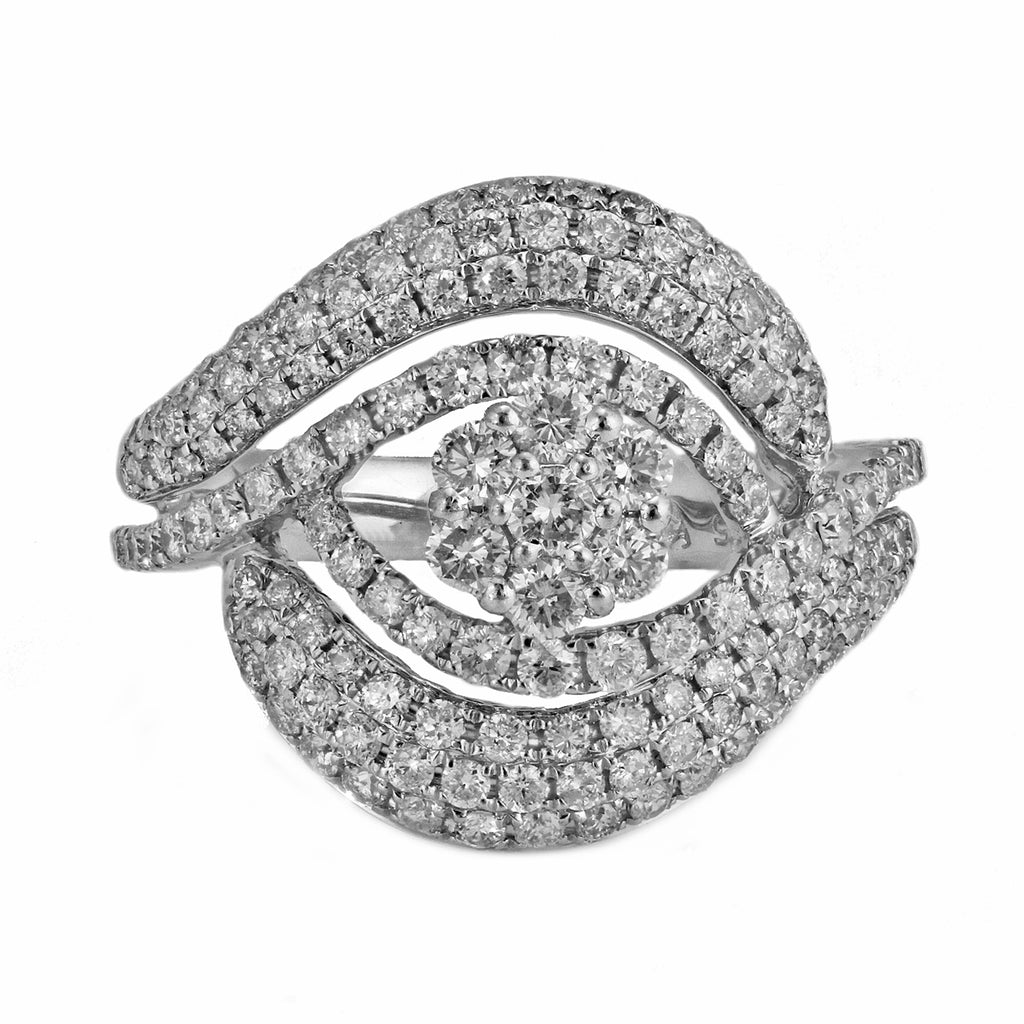 1.40ct Round Diamond in 14K White Gold Floral Anniversary Ring