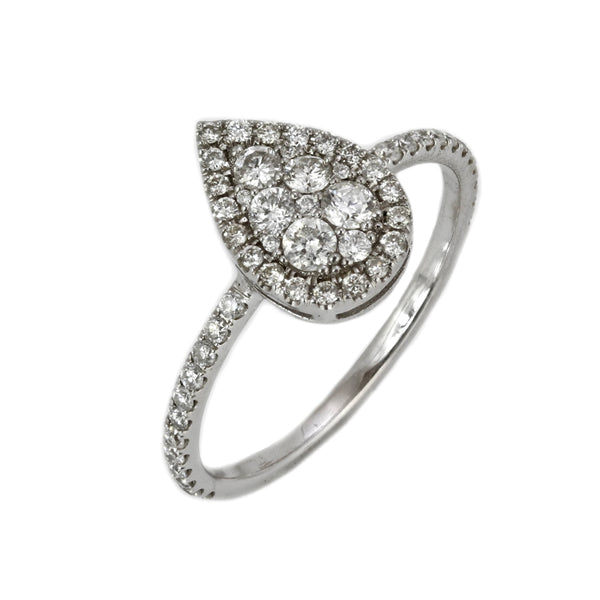 0.90ct Diamond in 14K White Gold Tear-Drop Engagement Ring