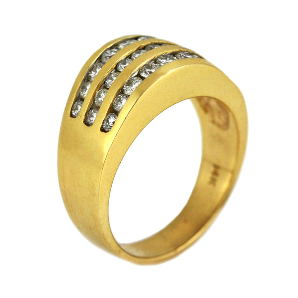 1.55ct Round Diamonds 14K Yellow Gold Domed Wedding Anniversary Ring