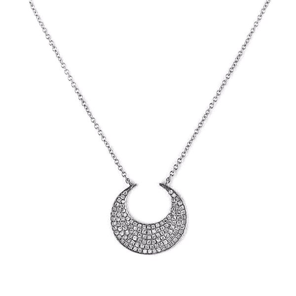0.34ct Pavé Diamond in 14K Gold Crescent Moon Charm Necklace