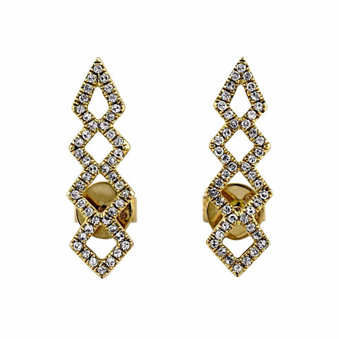 0.23ct Pavé Round Diamonds in 14K Gold Double Geometric Spike Stud Earrings