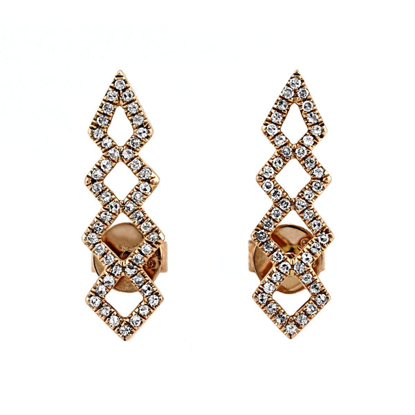 0.23ct Pavé Round Diamonds in 14K Gold Double Geometric Spike Stud Earrings