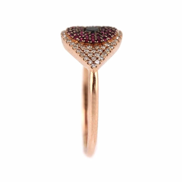 0.41tcw Pavé Diamonds & Ruby in 14K Rose Gold Evil Eye Statement Ring