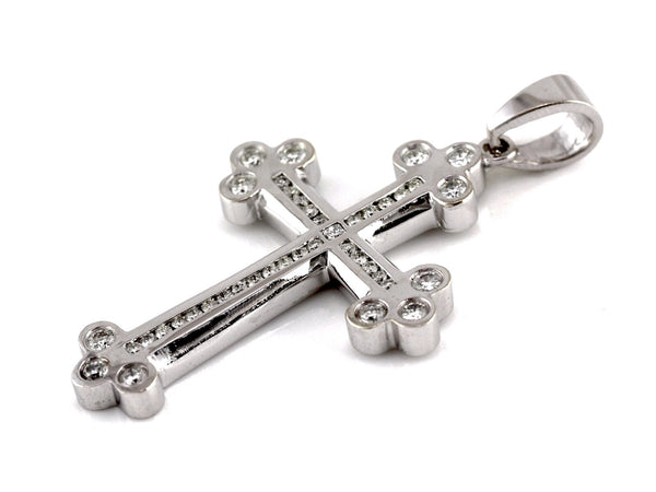 3.10ct Round Diamonds in 14K White Gold Large Cross Pendant