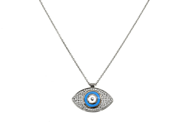 0.31ct Pavé Diamonds in 14K Gold Evil Eye Charm Pendant Necklace