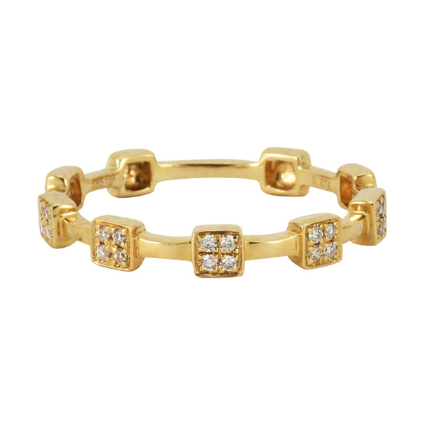 0.07ct Round Diamonds in 14K Gold Skinny Square Skinny Stackable Band Ring