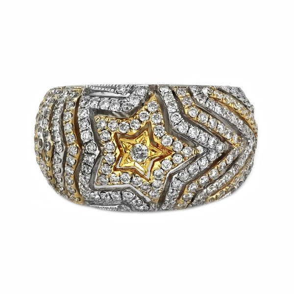 1.00ct Round Diamonds in 14K 2-Tone Gold Star Band Ring