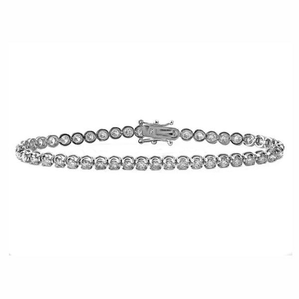 4.00ct Round Diamonds in 18K White Gold 3.5mm Tennis Bracelet - 7"