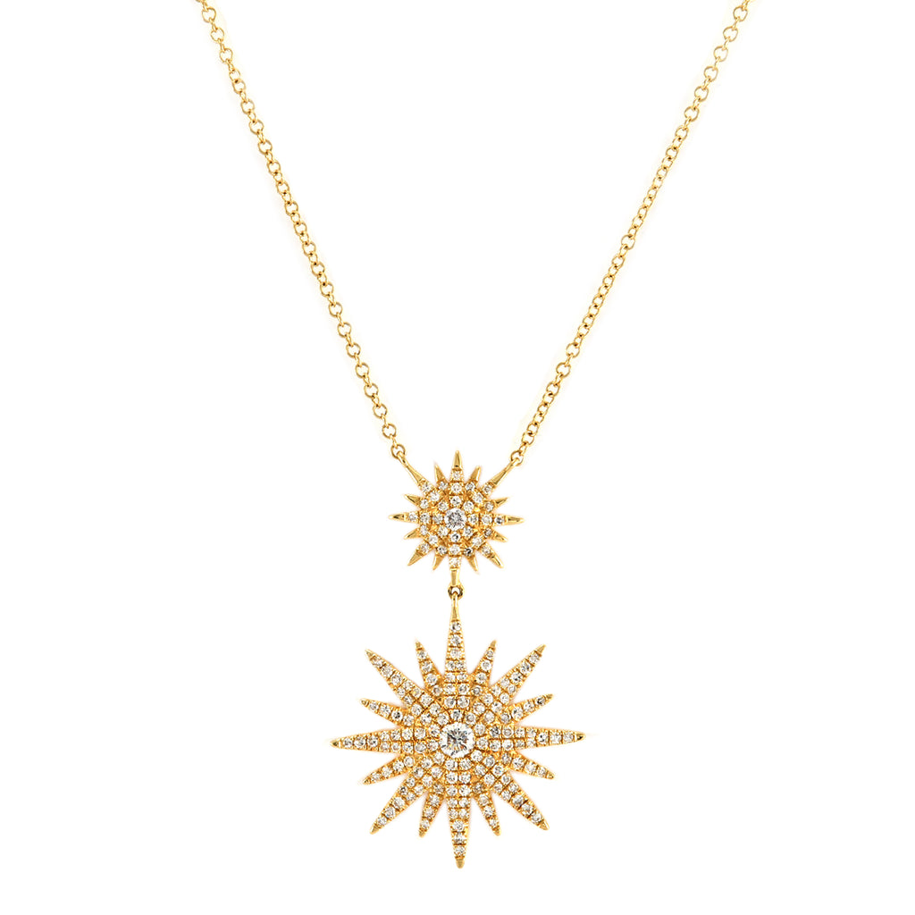 0.52tcw Diamonds in 14k Gold Sunburst Pendant Necklace 18"