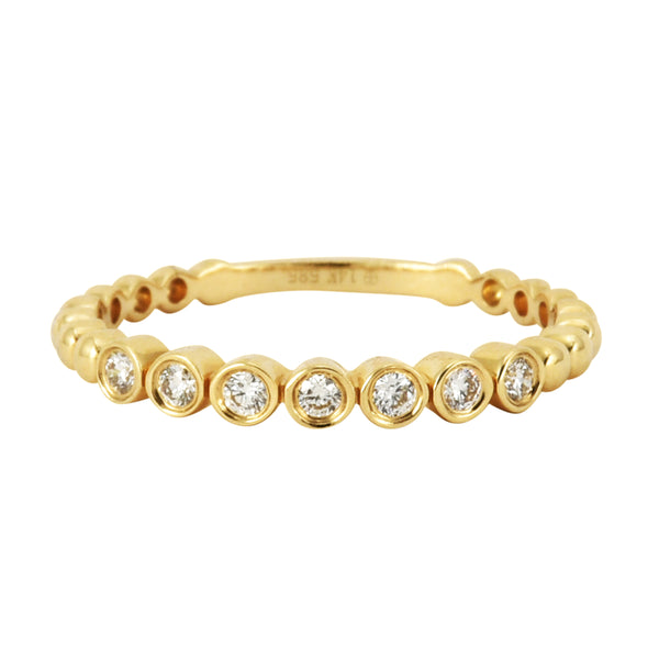 0.13ct Bezel Set Round Diamonds in 14K Gold Skinny Stackable Band Ring