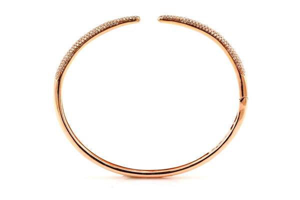 0.99ct Pavé Diamonds in 14K Gold Single Claw Bangle Cuff Bracelet - 6.5"