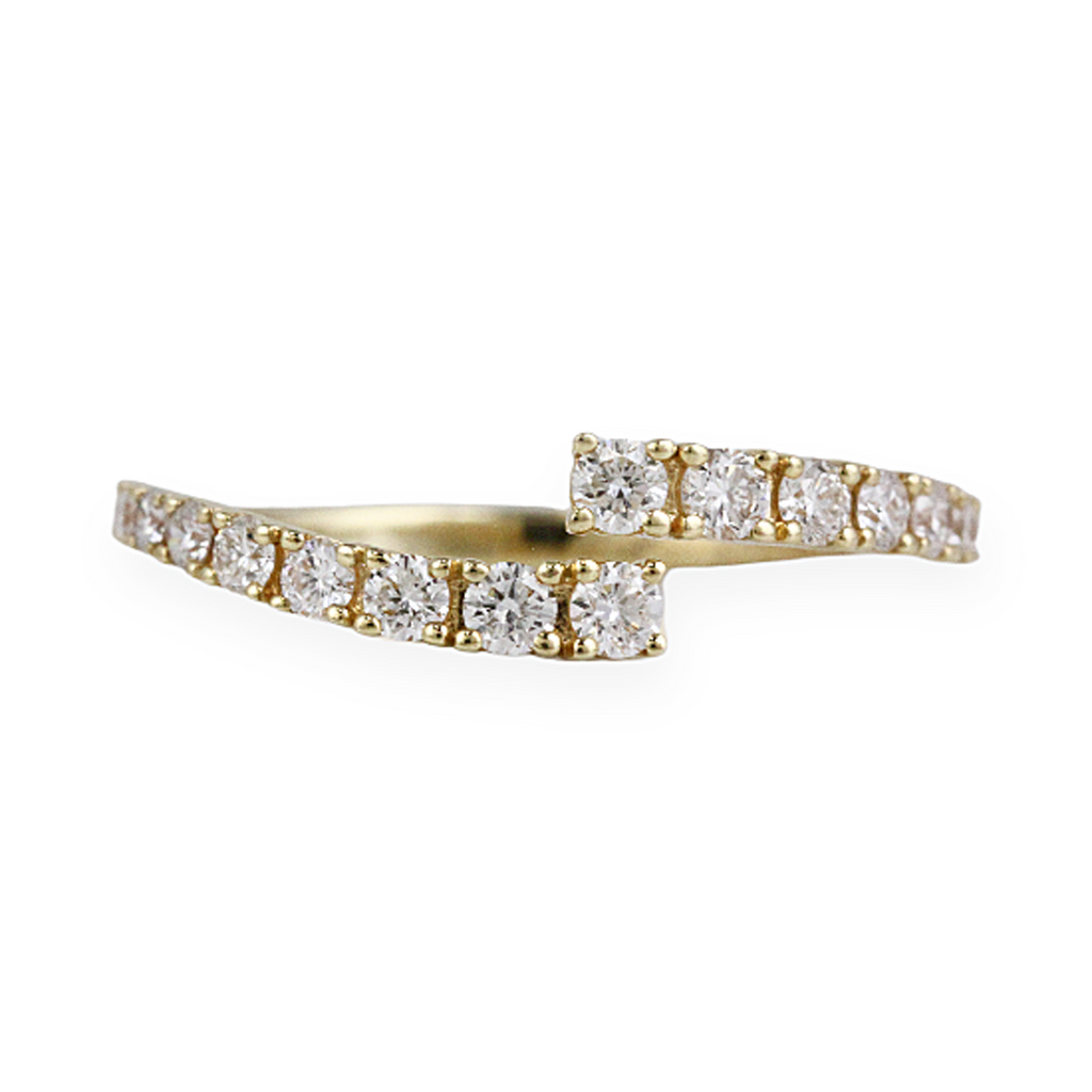 0.61ct Round Diamonds in 14K Gold Cuff Band Stackable Ring