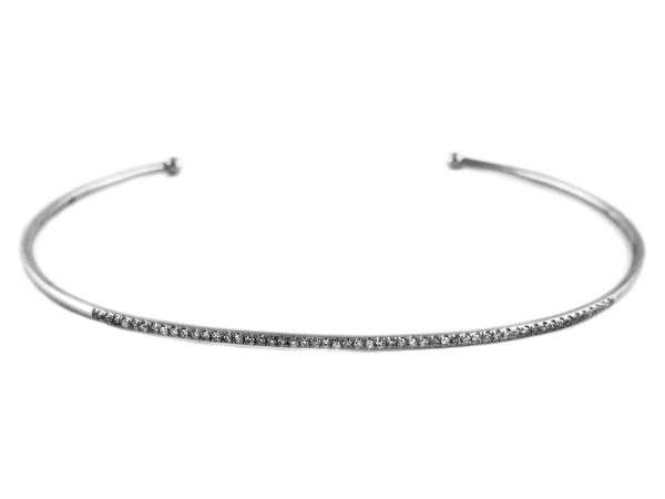 0.16ct Pavé Diamond in 14K Rose Gold Skinny Stackable Cuff Bracelet 6.5"