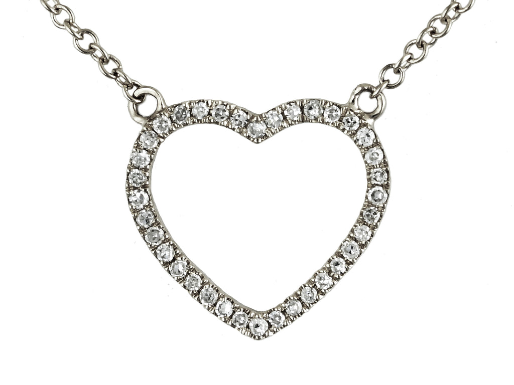 0.10ct Round Pave Diamonds in 14K Gold Heart Pendant Necklace